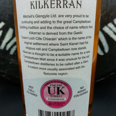 Kilkerran 12 Jahre 16/316 back label UK