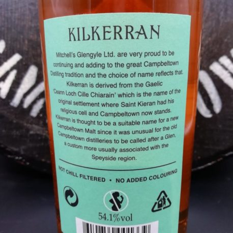 Kilkerran Work in Progress  WIP 7 bourbon back label