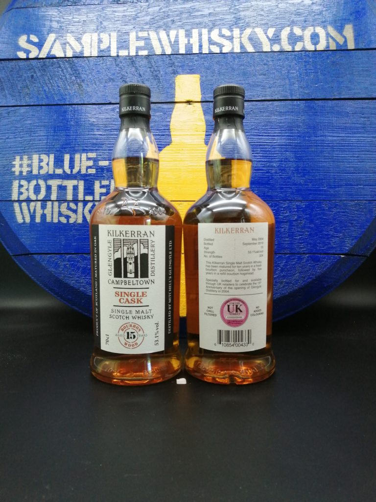 Kilkerran 15 yo UK Front and Back label 53,1 Bourbon