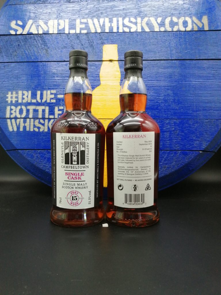 Kilkerran 15 yo Hanseatische Germany Front and Back label 51,5 Port