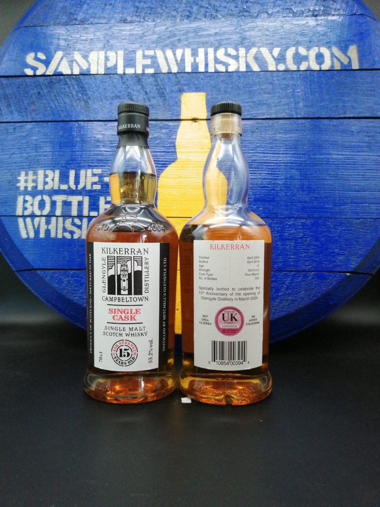 Kilkerran 15 yo Distillery Exclusive Front and Back label Rum 53,2