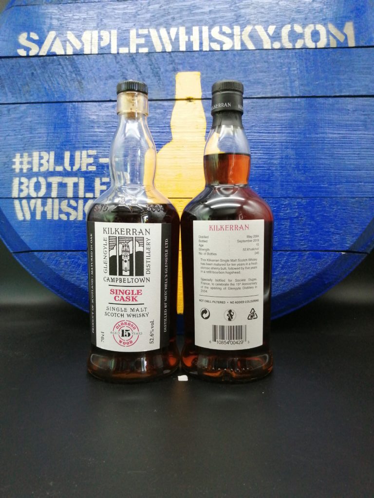 Kilkerran 15 yo Dugas France Front and Back label 52,6 Oloroso