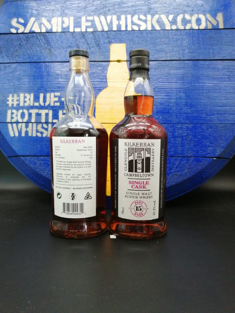 Kilkerran 15 yo Denmark Front and Back label 51,2 Port